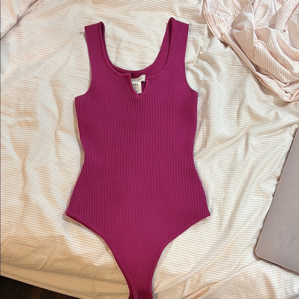 Pink Ribbed Bodysuit